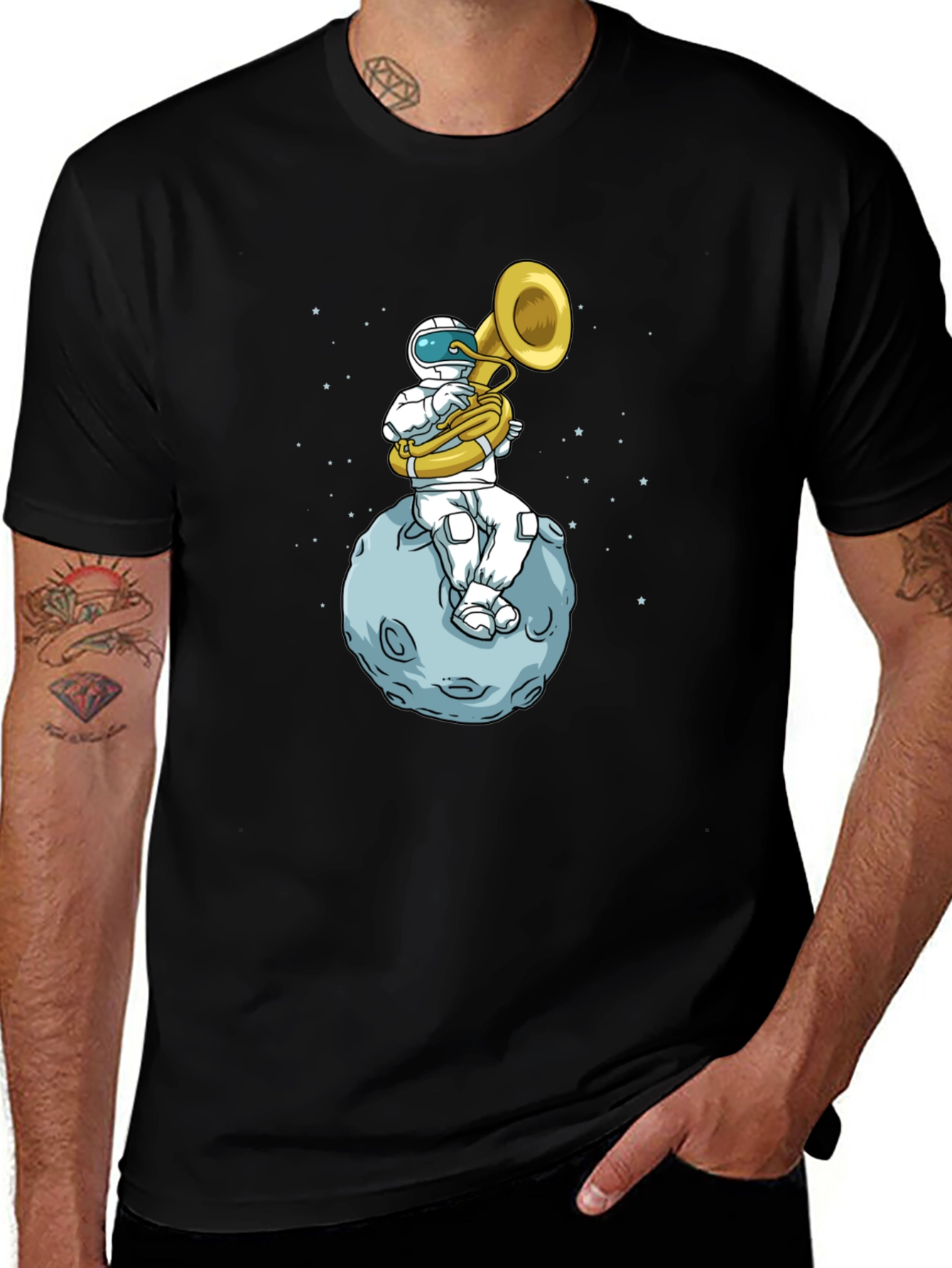 Astronaut Tuba Player on Moon T-Shirt