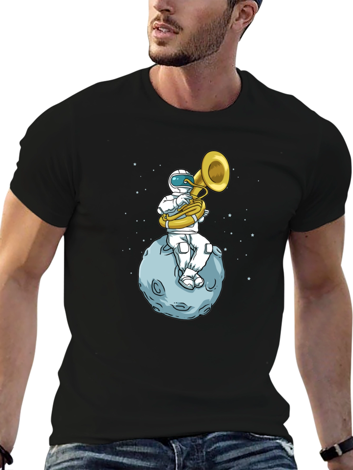 Astronaut Tuba Player on Moon T-Shirt