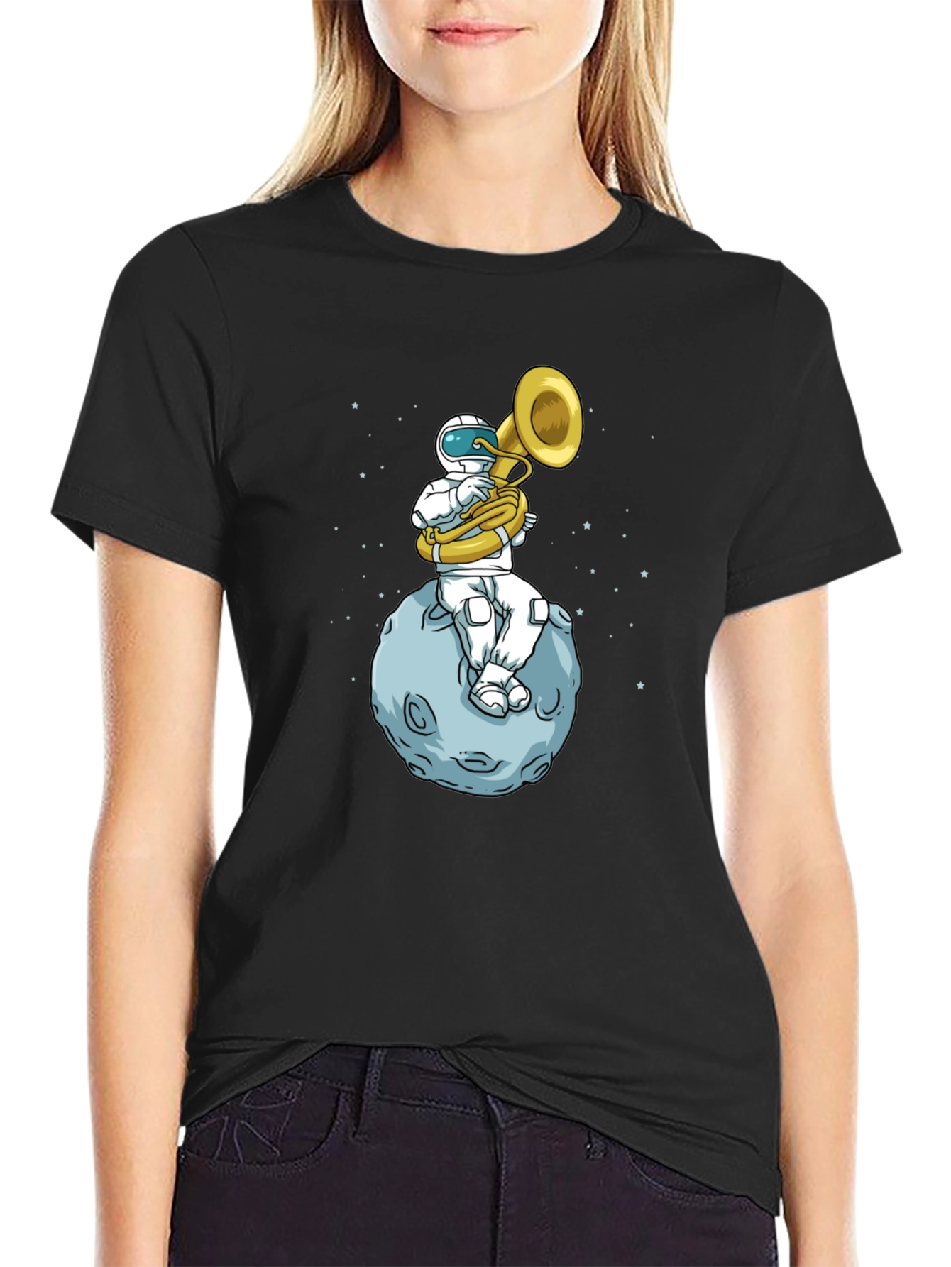 Astronaut Tuba Player on Moon T-Shirt