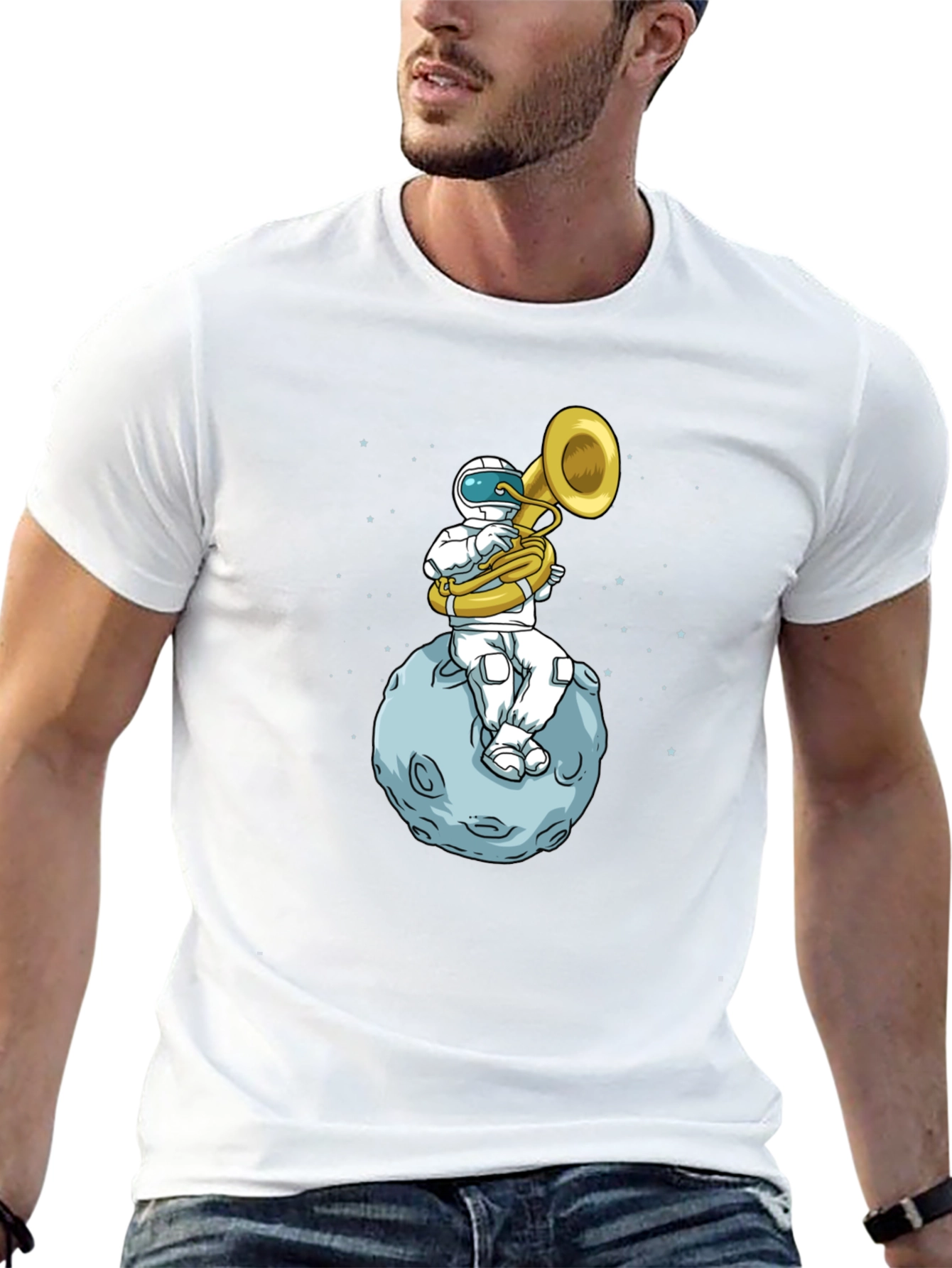 Astronaut Tuba Player on Moon T-Shirt