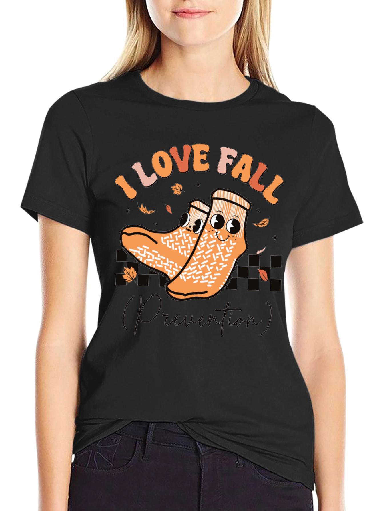 I Love Fall Socks Prevention Black T-Shirt