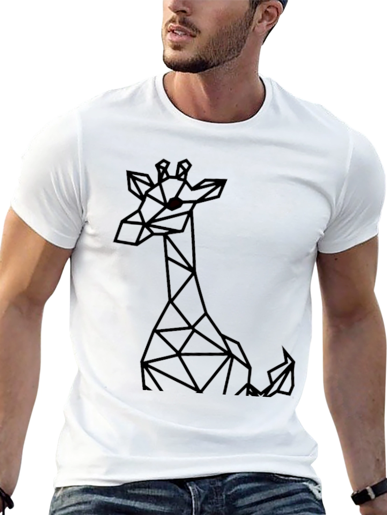 Geometric Giraffe Black T-Shirt