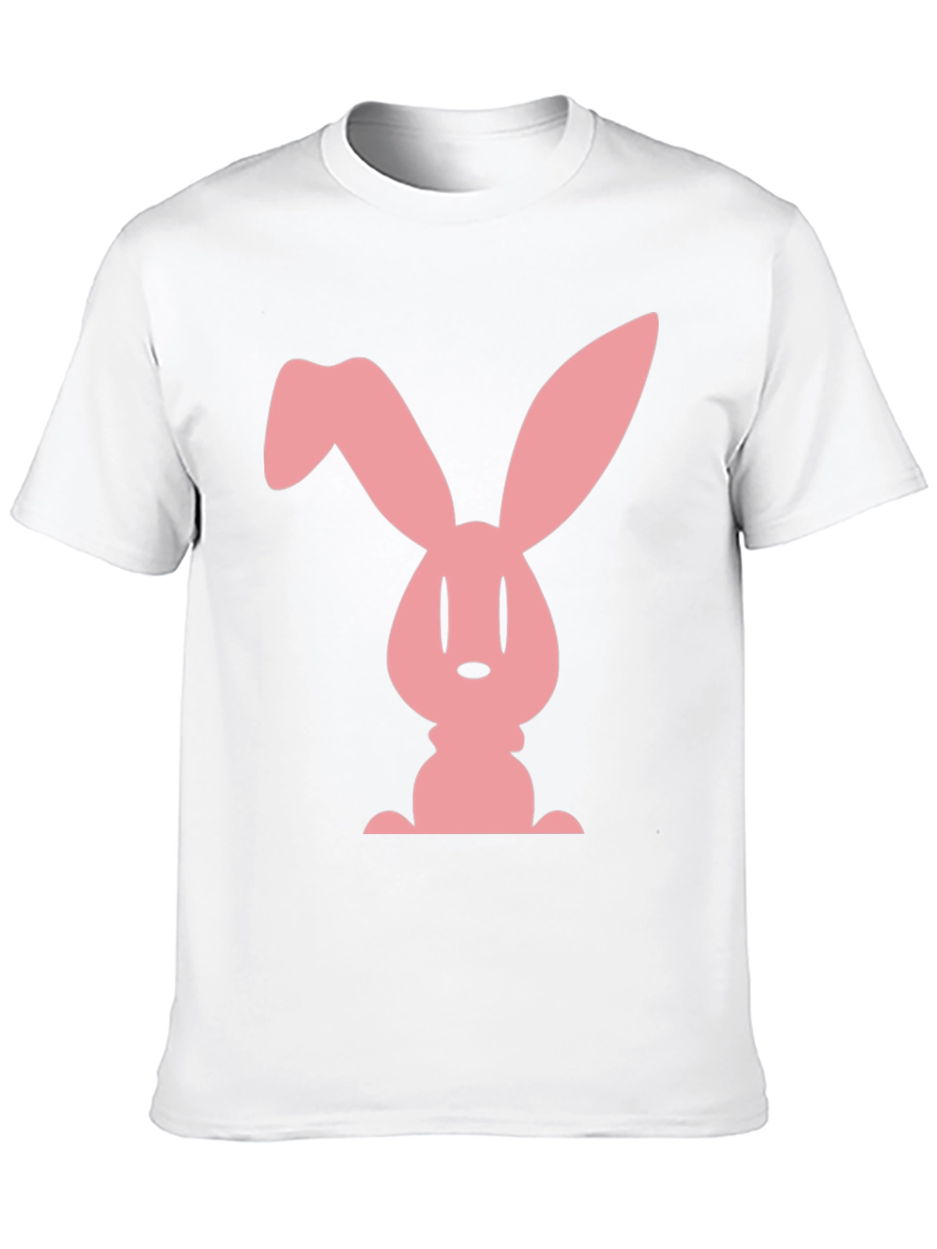 Pink Bunny Graphic Black Tee - Soft Cotton Blend
