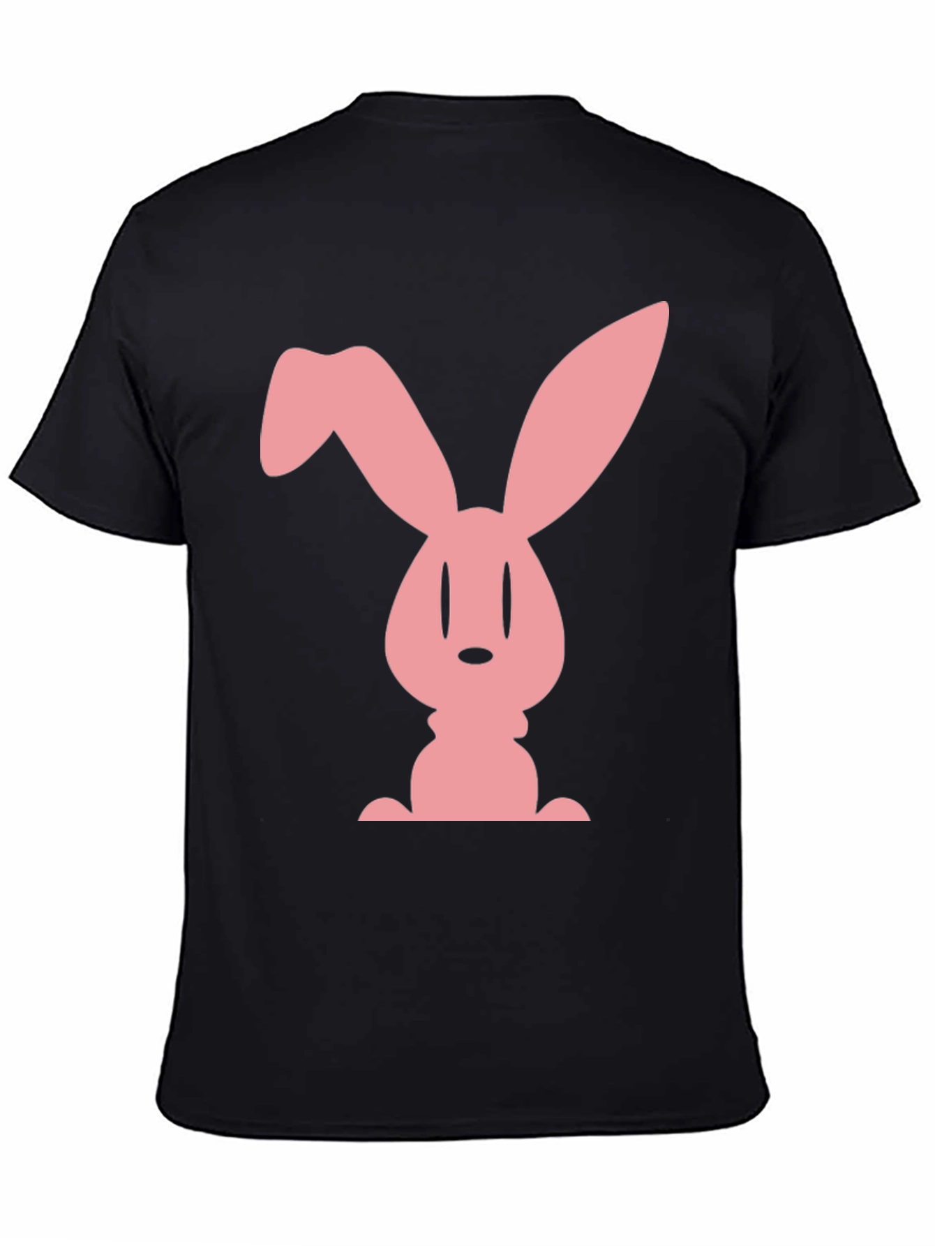 Pink Bunny Graphic Black Tee - Soft Cotton Blend