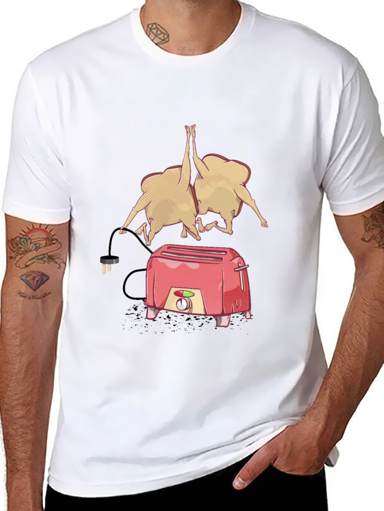 Funny Toaster & Toast T-Shirt - Black Cotton Tee