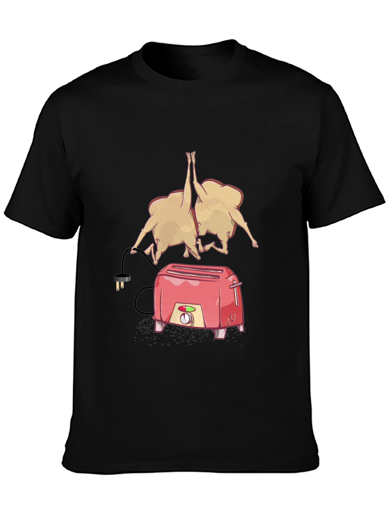 Funny Toaster & Toast T-Shirt - Black Cotton Tee