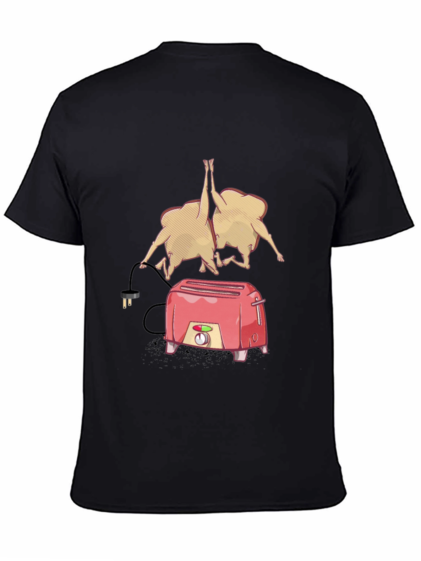 Funny Toaster & Toast T-Shirt - Black Cotton Tee