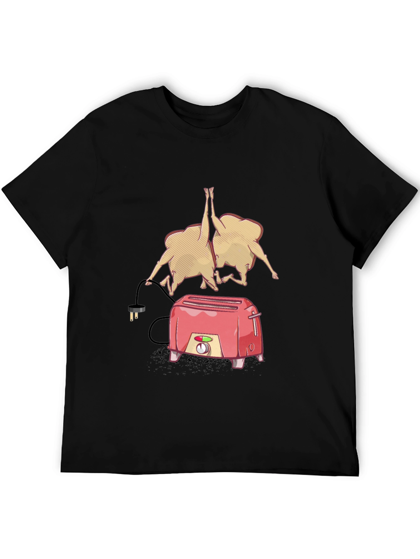 Funny Toaster & Toast T-Shirt - Black Cotton Tee
