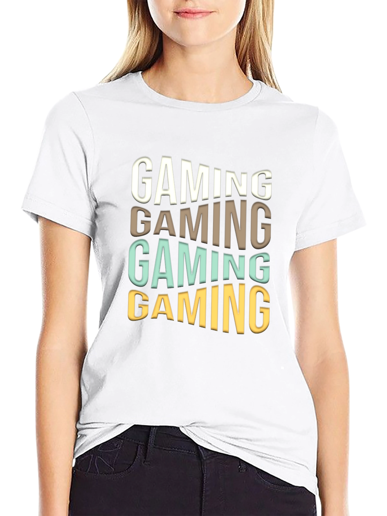 Gaming Stacked Mens Black T-Shirt