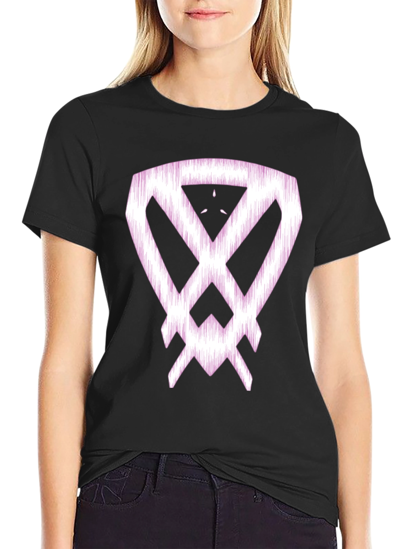 Abstract Graphic Print Black Cotton T-Shirt