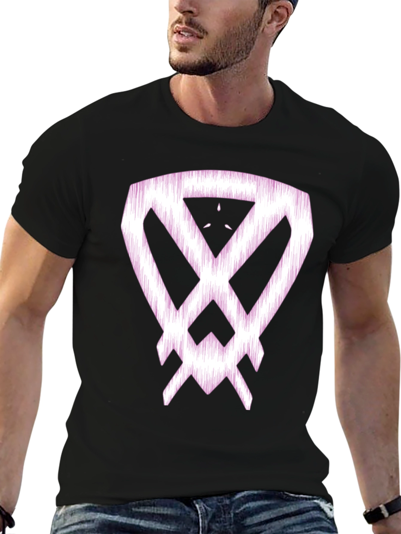 Abstract Graphic Print Black Cotton T-Shirt