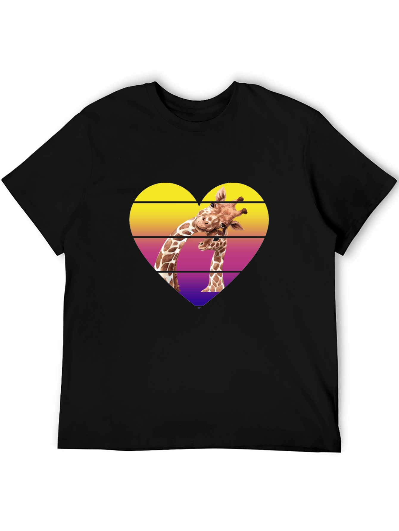 Giraffe Heart Graphic Tee - Stylish Mens Black T-Shirt