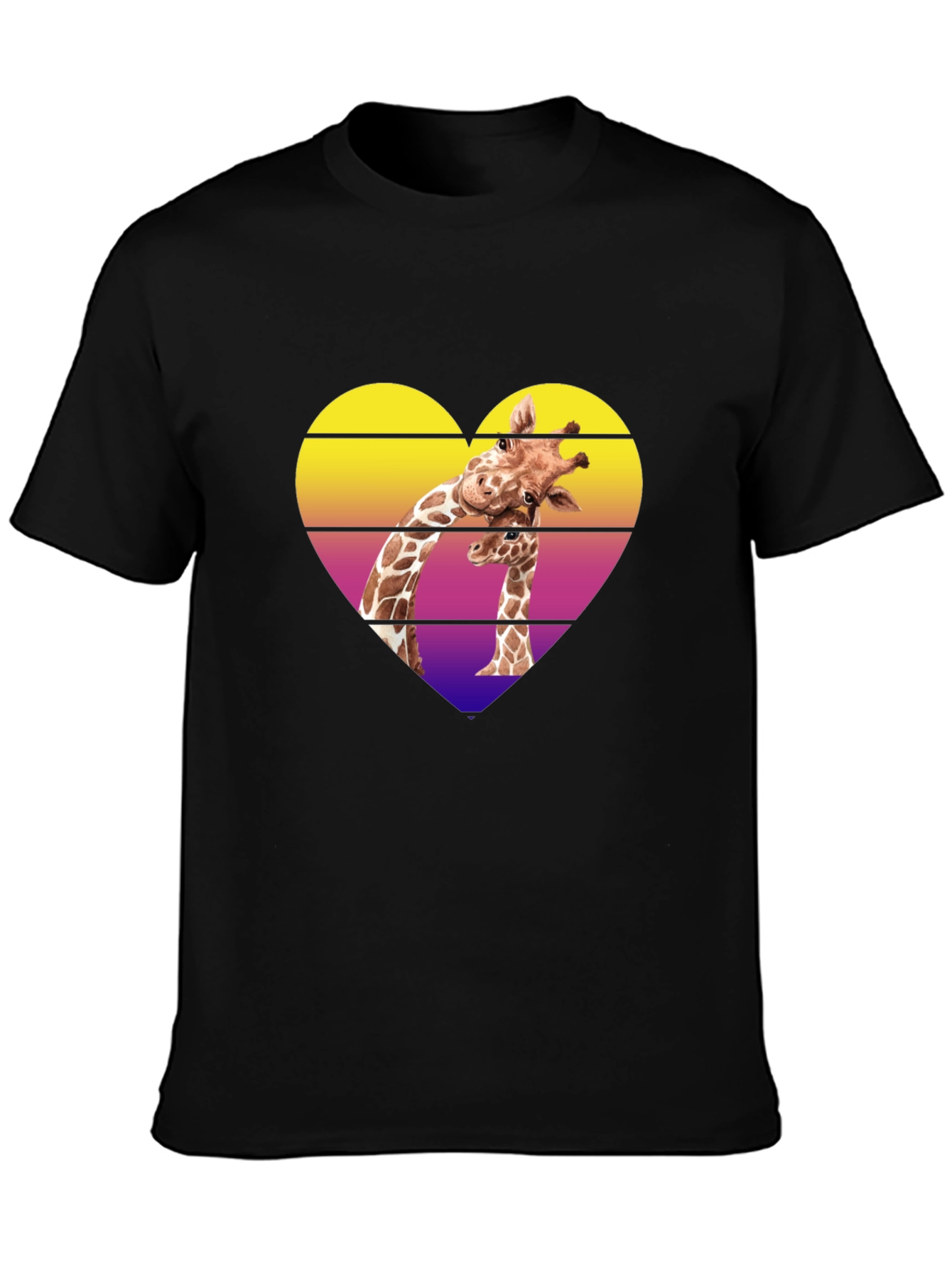 Giraffe Heart Graphic Tee - Stylish Mens Black T-Shirt