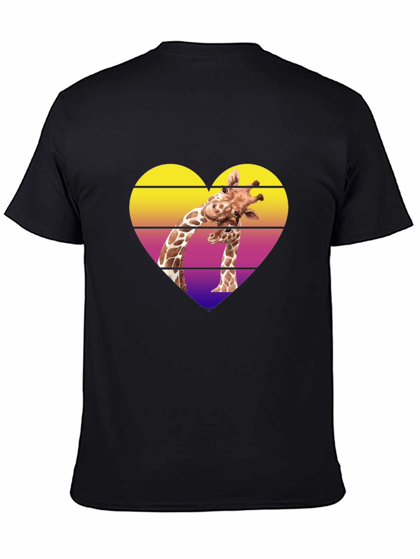 Giraffe Heart Graphic Tee - Stylish Mens Black T-Shirt