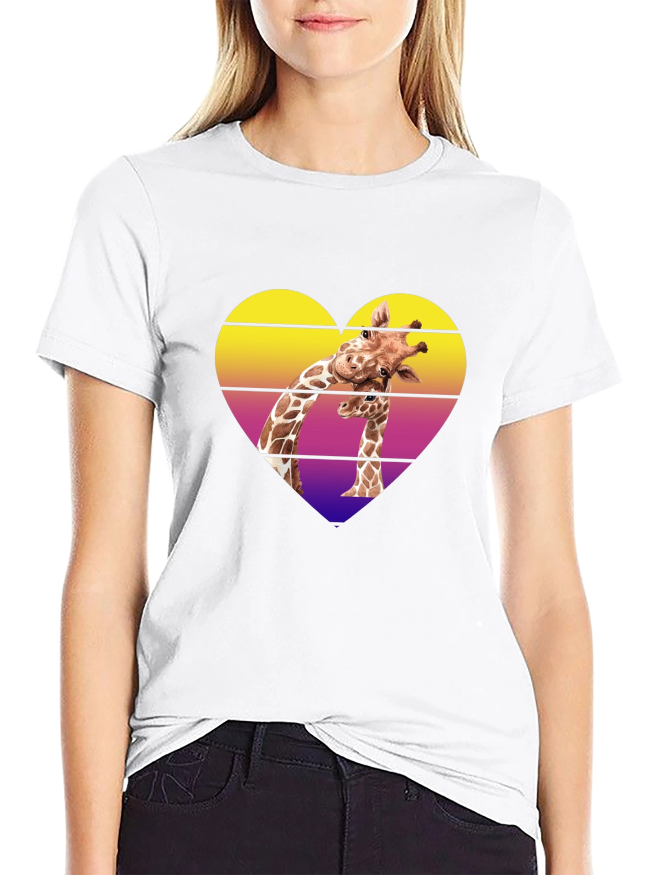 Giraffe Heart Graphic Tee - Stylish Mens Black T-Shirt