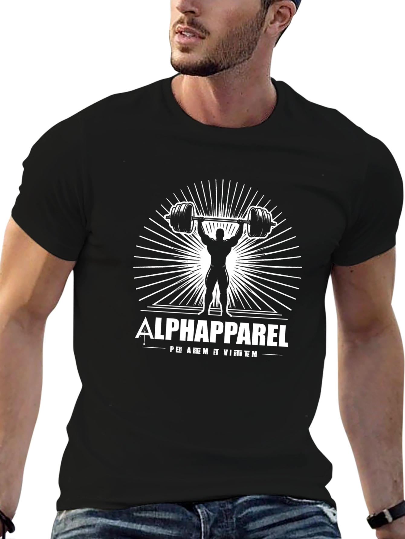 Alpha Apparel Black Weightlifting T-Shirt