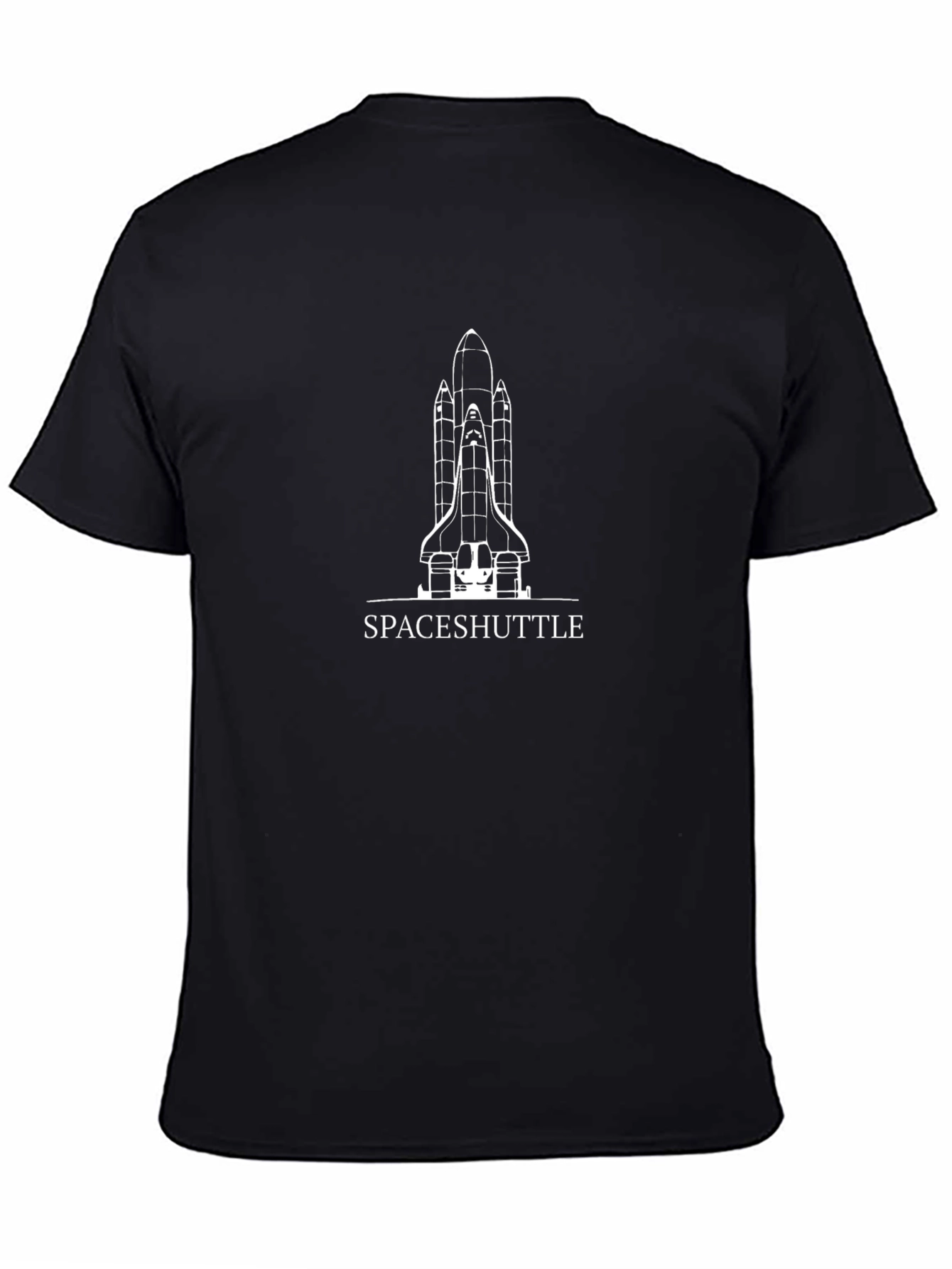 Space Shuttle Graphic Print Black T-Shirt