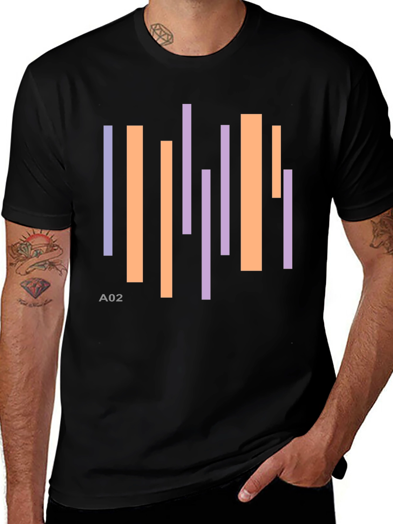 Abstract Stripes Black T-Shirt