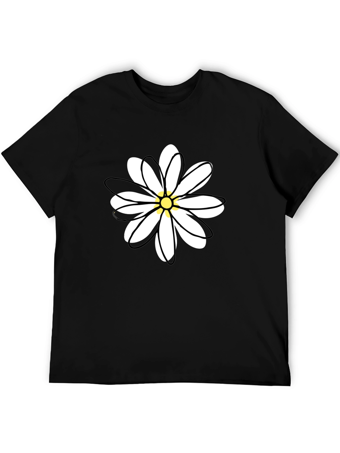 Black Daisy Graphic Tee - Casual Style