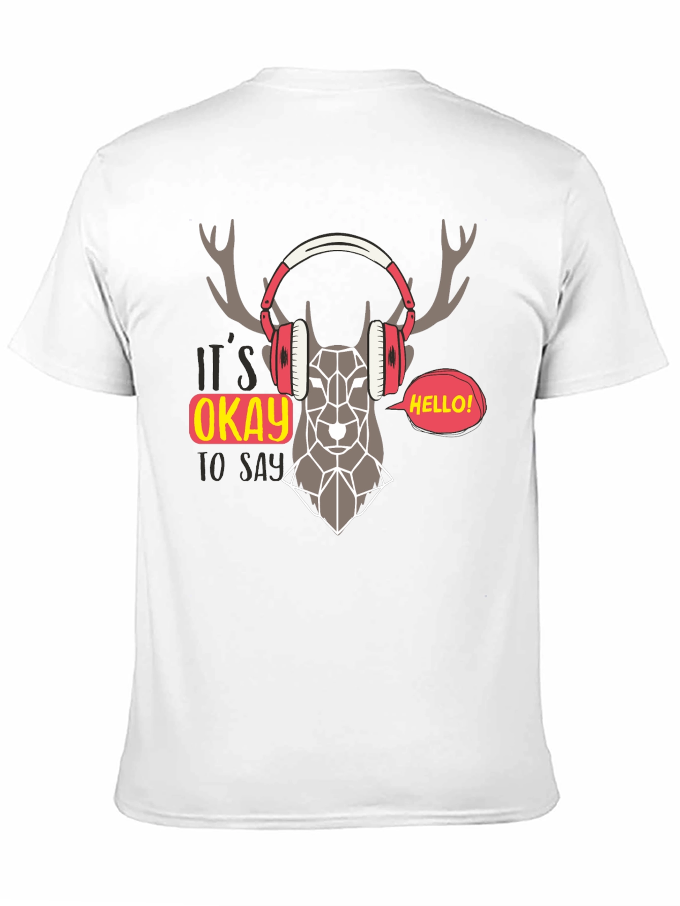 Geometric Deer Headphone Graphic T-Shirt