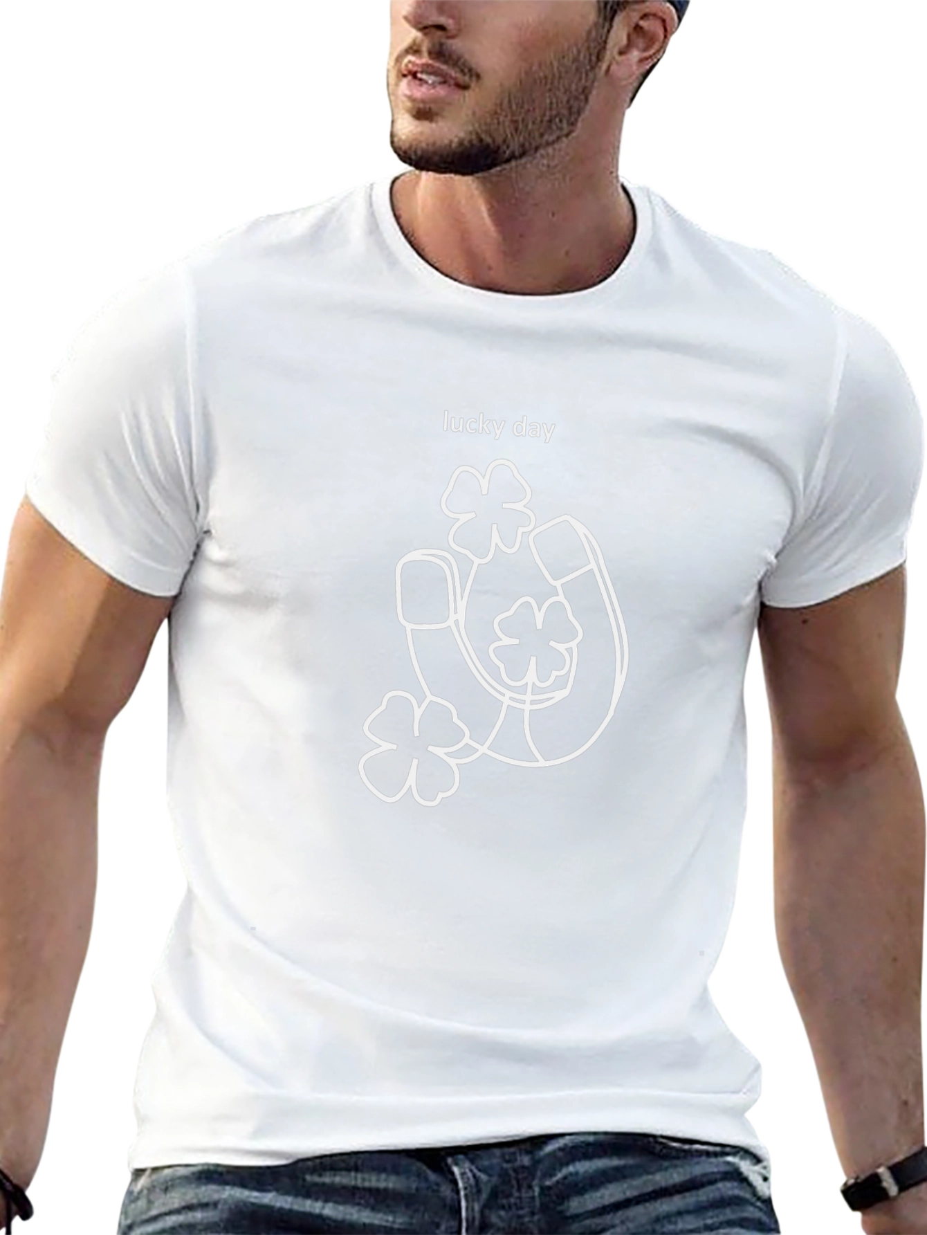 Lucky Day T-Shirt Horseshoe & Shamrock Graphic