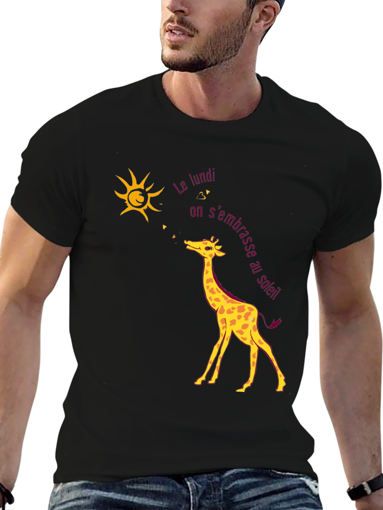 Giraffe and Sun T-Shirt - Unique Design