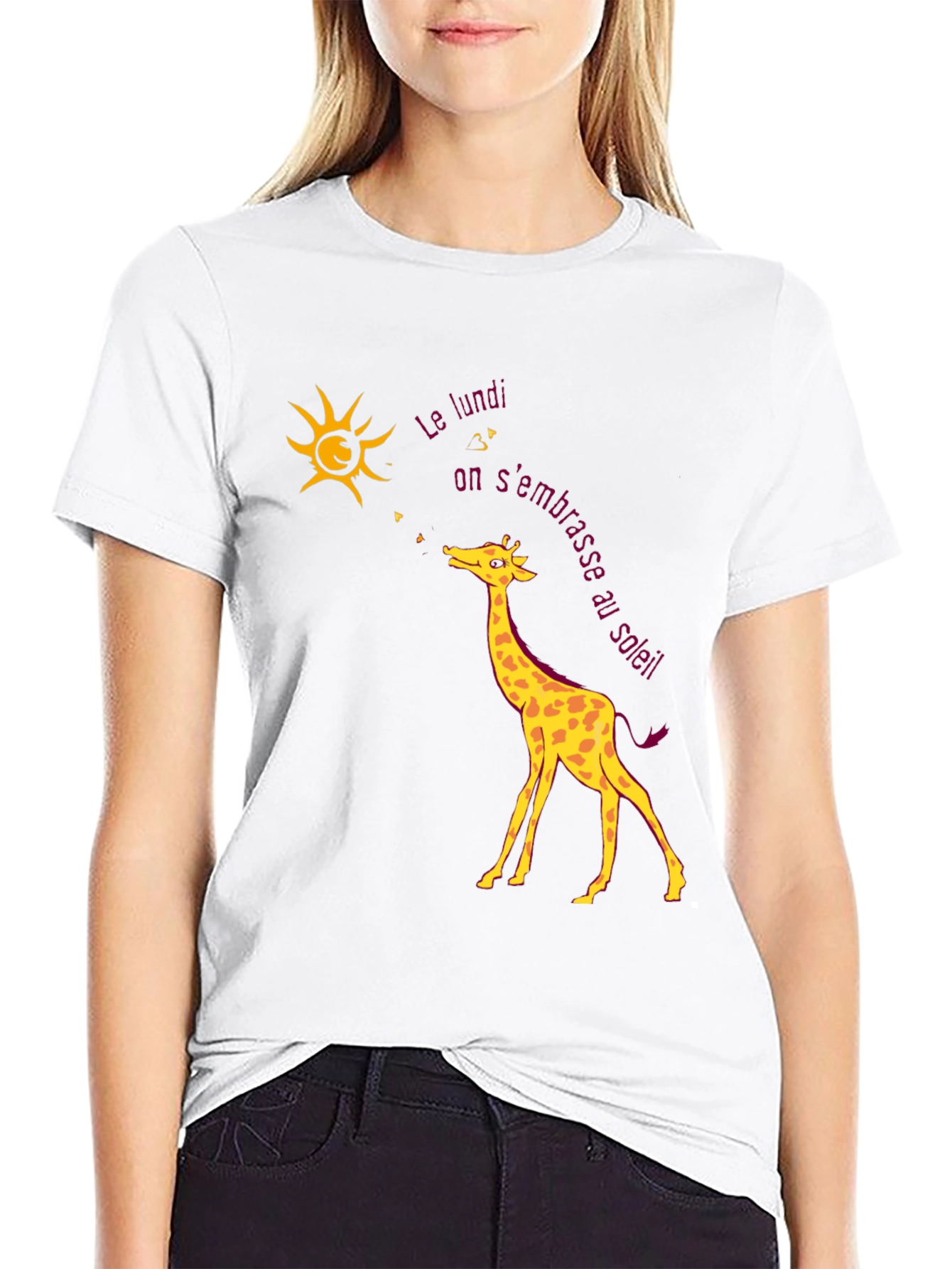 Giraffe and Sun T-Shirt - Unique Design