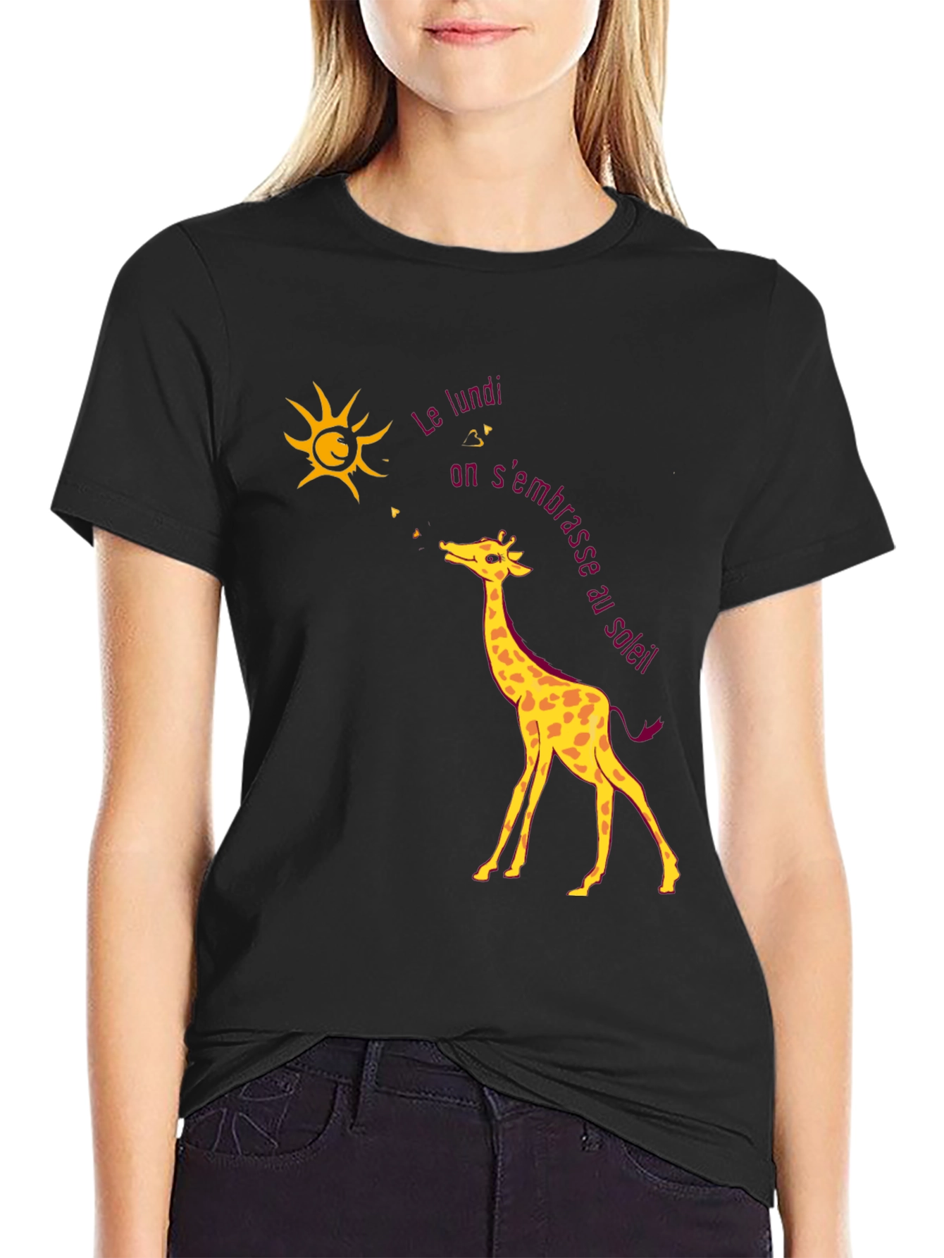 Giraffe and Sun T-Shirt - Unique Design