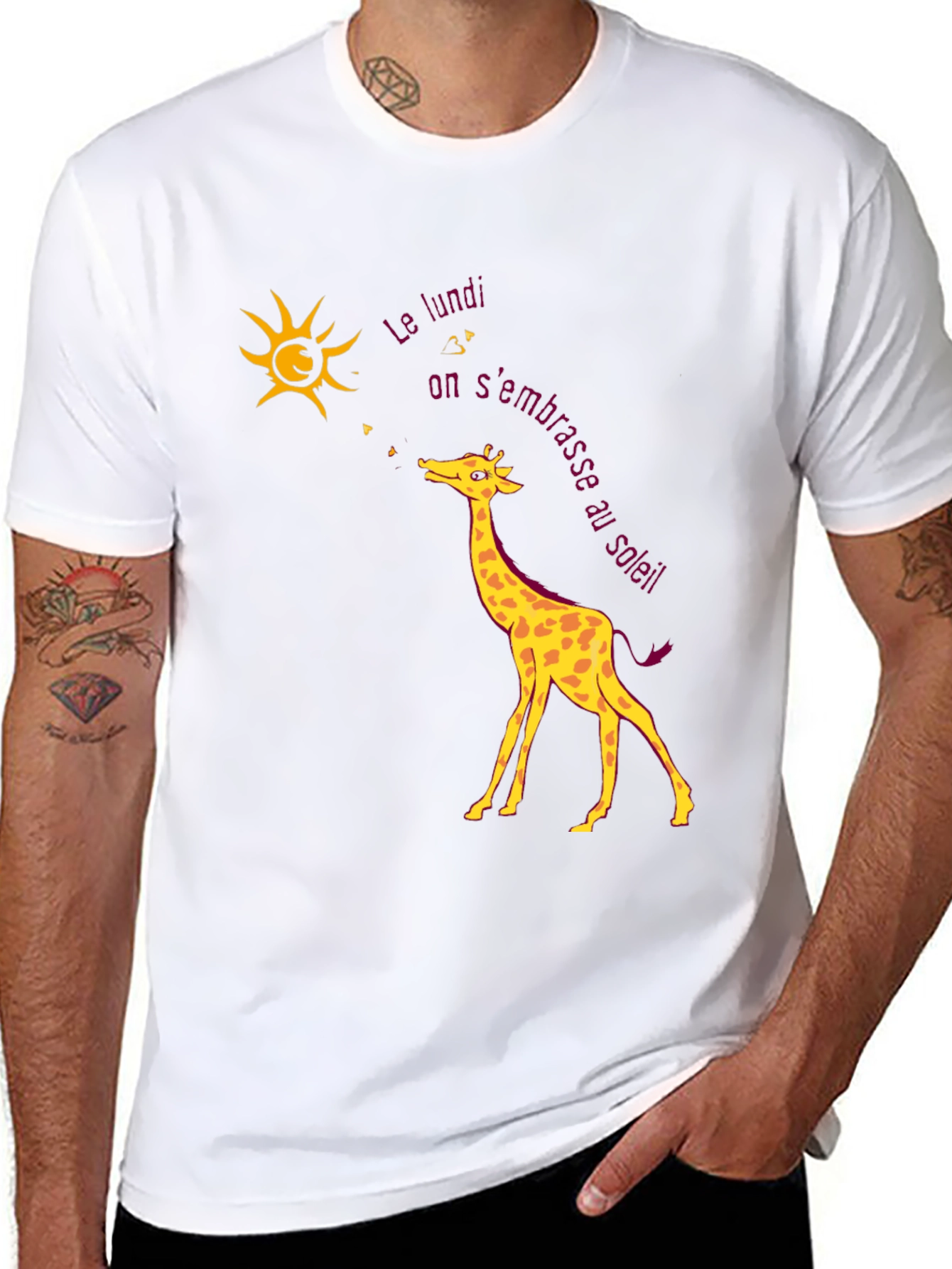 Giraffe and Sun T-Shirt - Unique Design