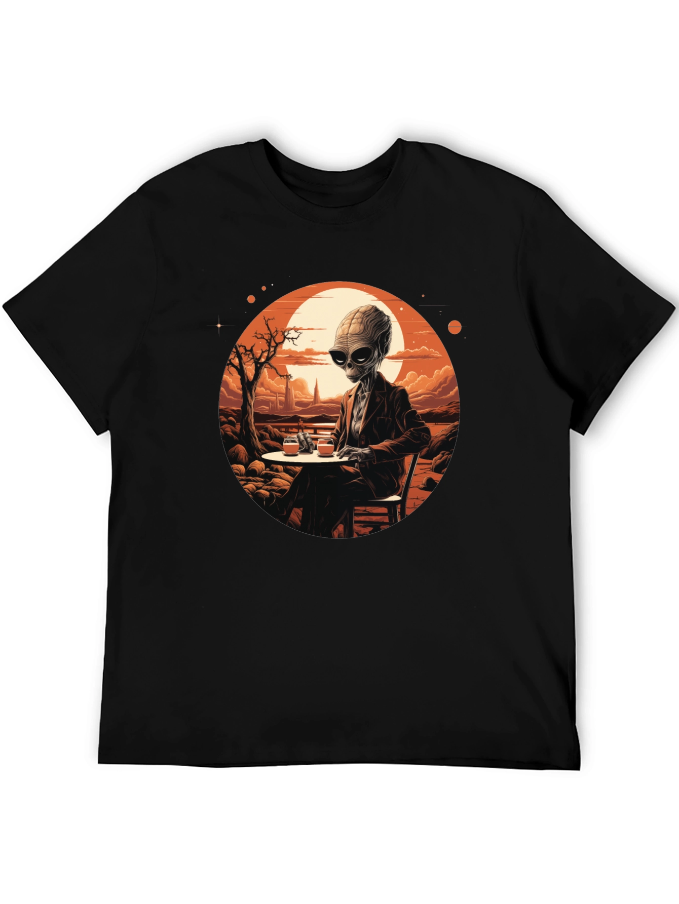Alien Sipping T-Shirt - Sci-Fi Graphic Tee