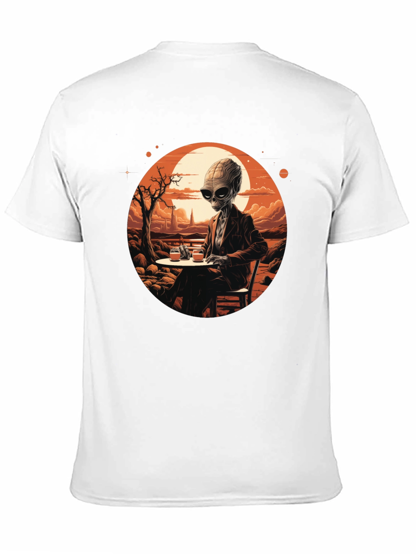 Alien Sipping T-Shirt - Sci-Fi Graphic Tee