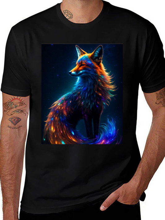 Galaxy Fox Graphic Tee - Unique Animal Print T-Shirt