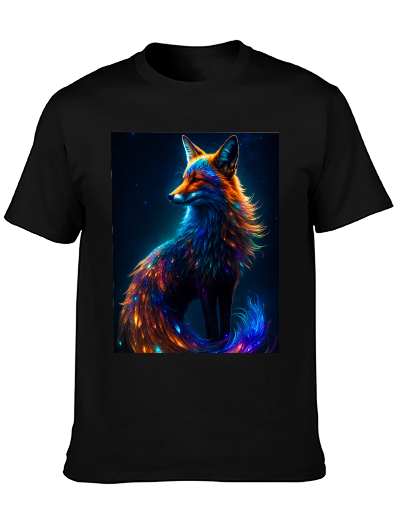 Galaxy Fox Graphic Tee - Unique Animal Print T-Shirt