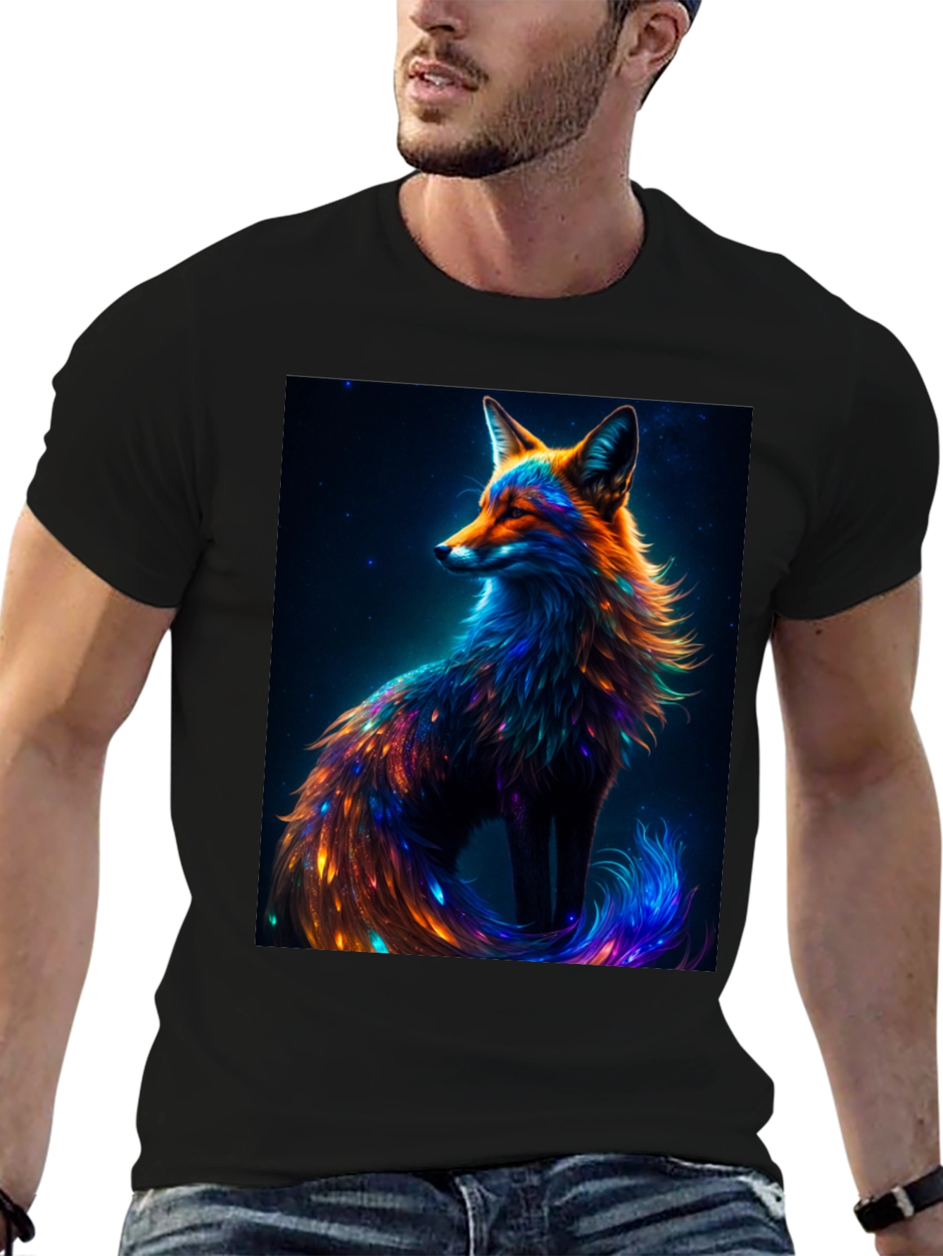 Galaxy Fox Graphic Tee - Unique Animal Print T-Shirt