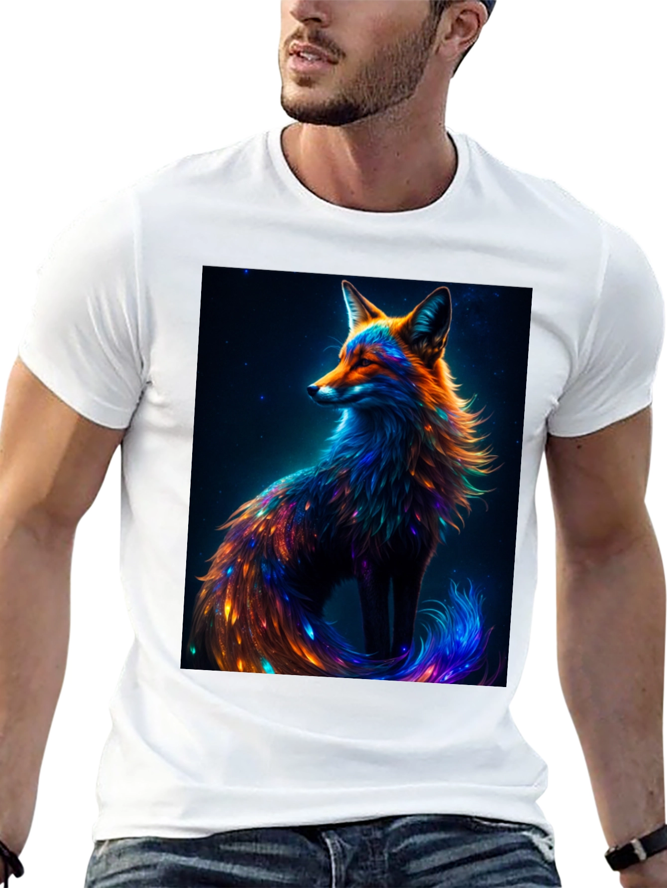 Galaxy Fox Graphic Tee - Unique Animal Print T-Shirt
