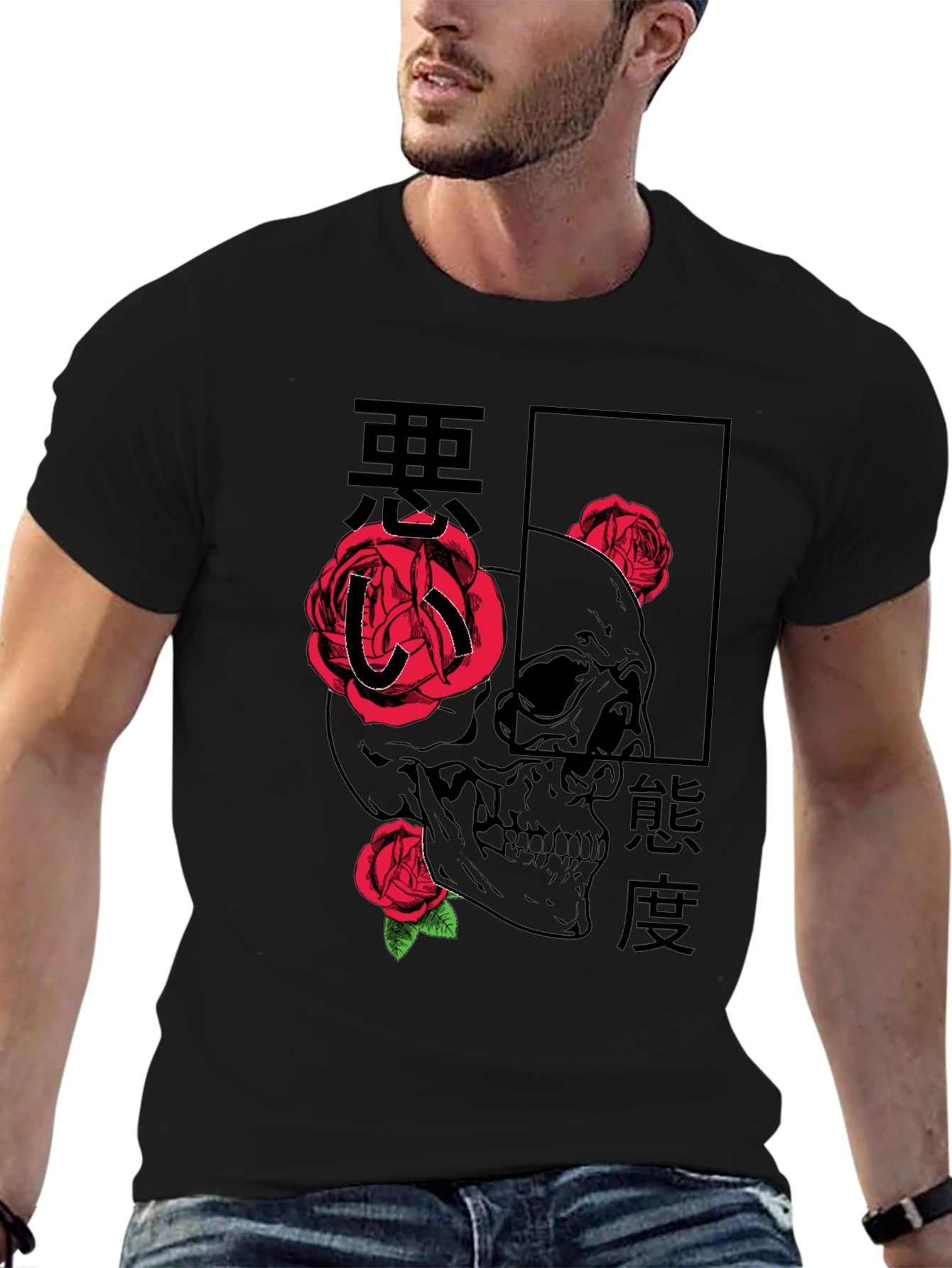 Skull & Roses Graphic Tee - Edgy Style