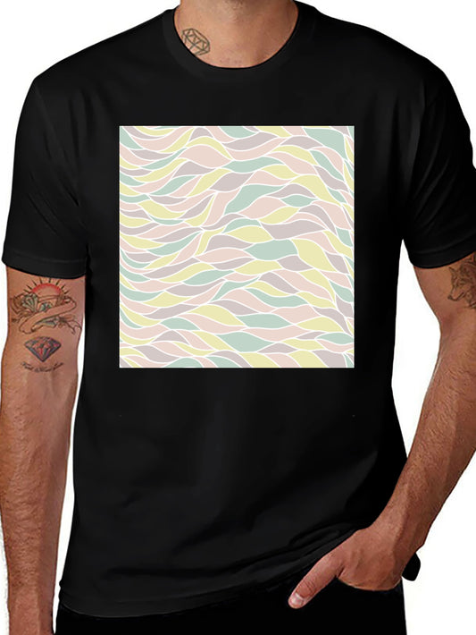 Abstract Wave Pattern Black T-Shirt