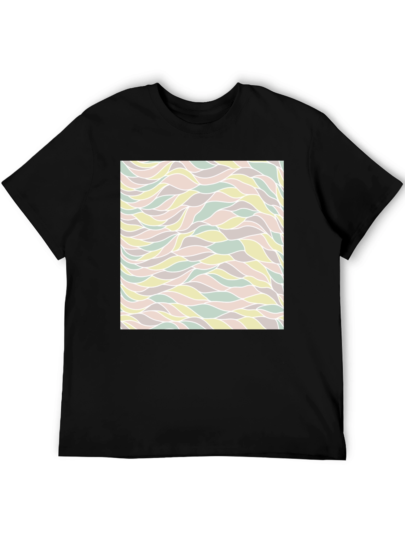 Abstract Wave Pattern Black T-Shirt