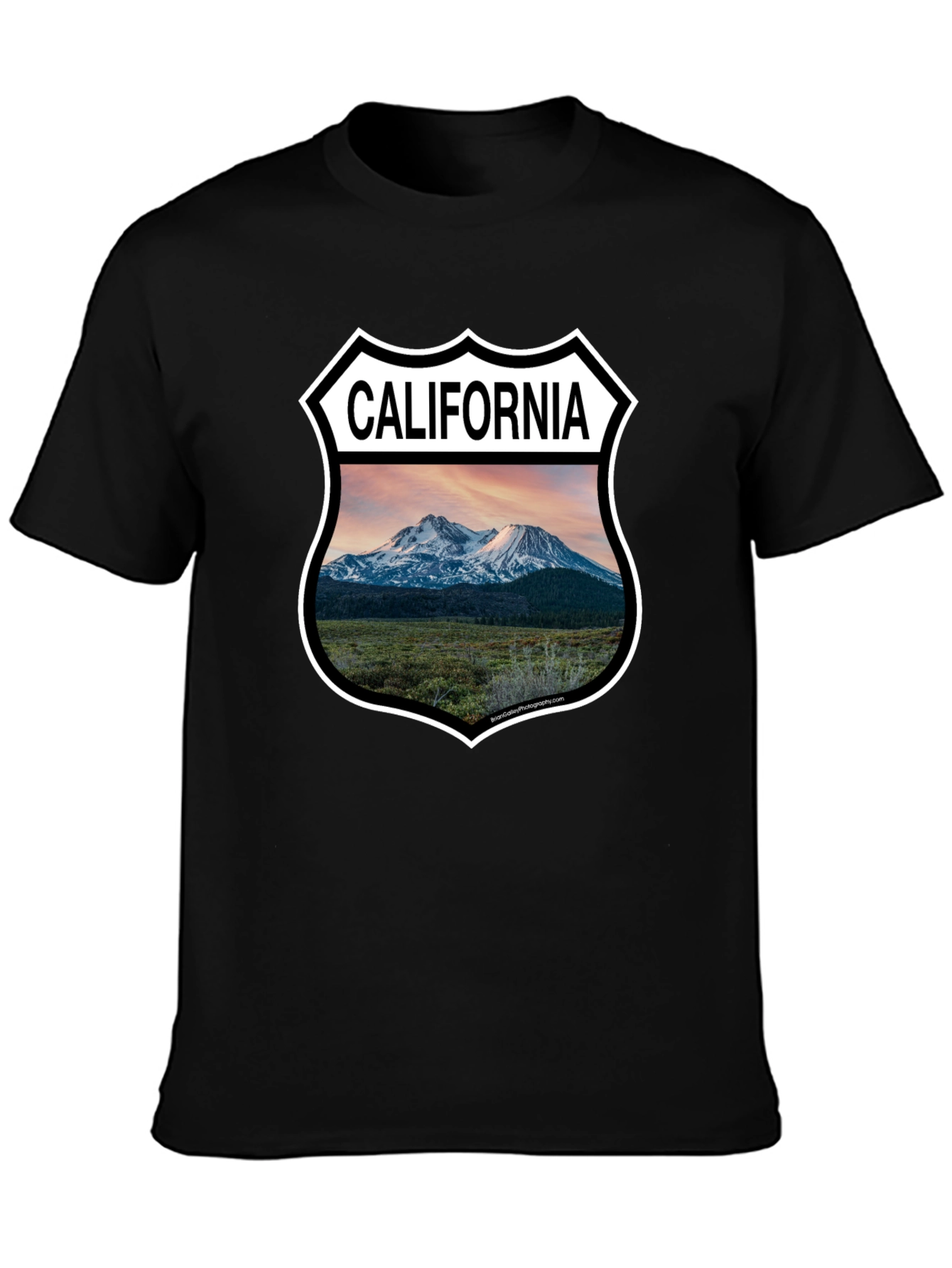 California Mountain Shield Black T-Shirt