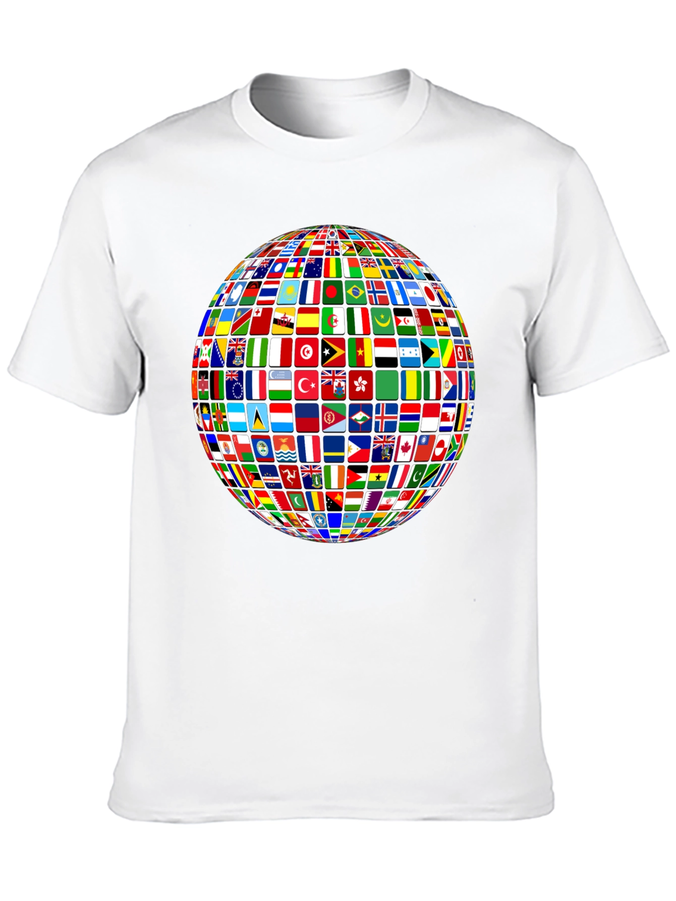 Global Flags Graphic Tee - Black Crew Neck T-Shirt