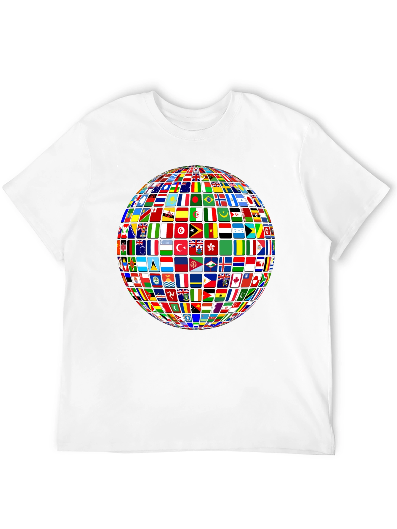 Global Flags Graphic Tee - Black Crew Neck T-Shirt