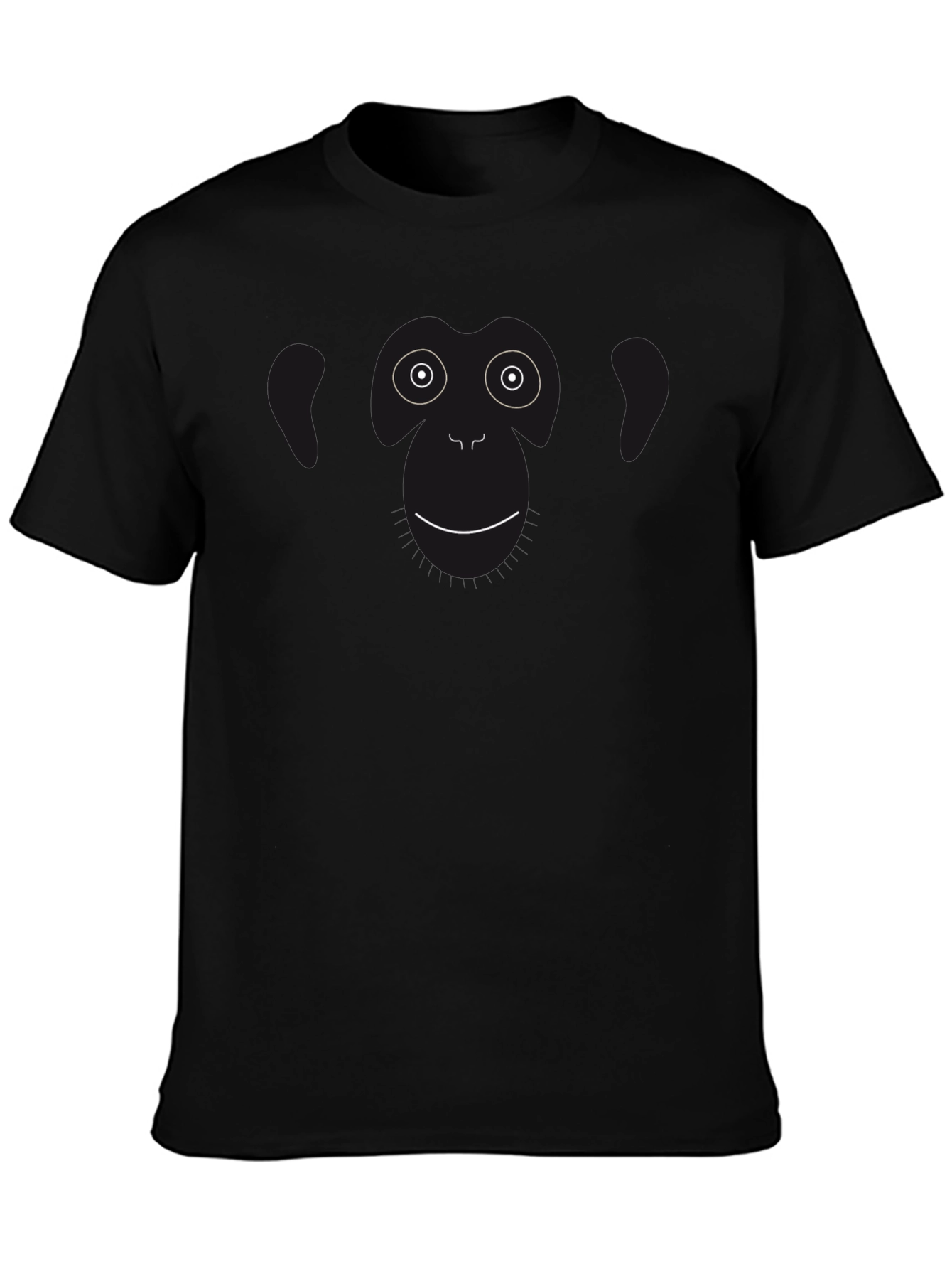 Funny Monkey Face Graphic Black T-Shirt