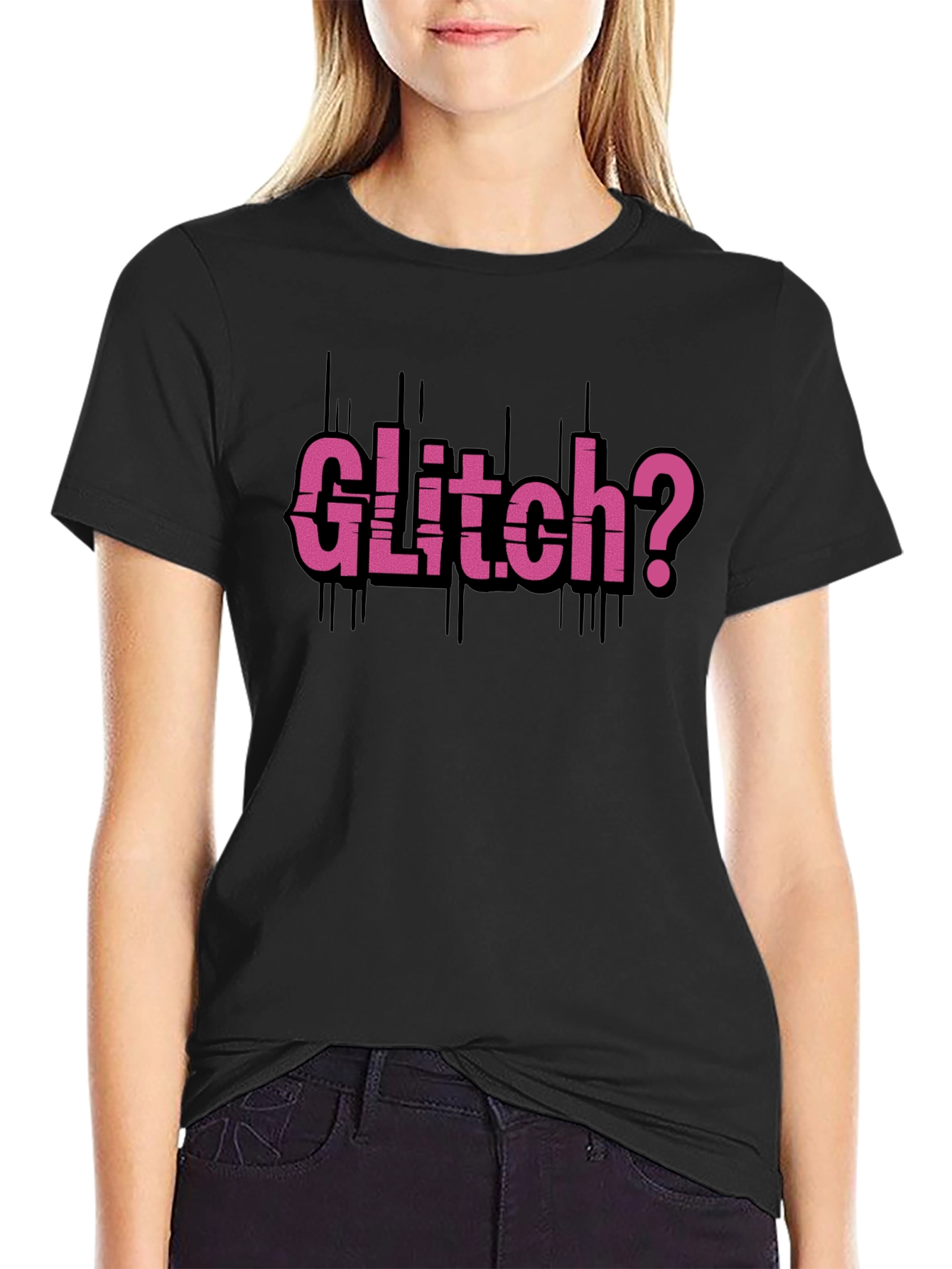 Glitch? Graphic Tee - Trendy Black T-Shirt