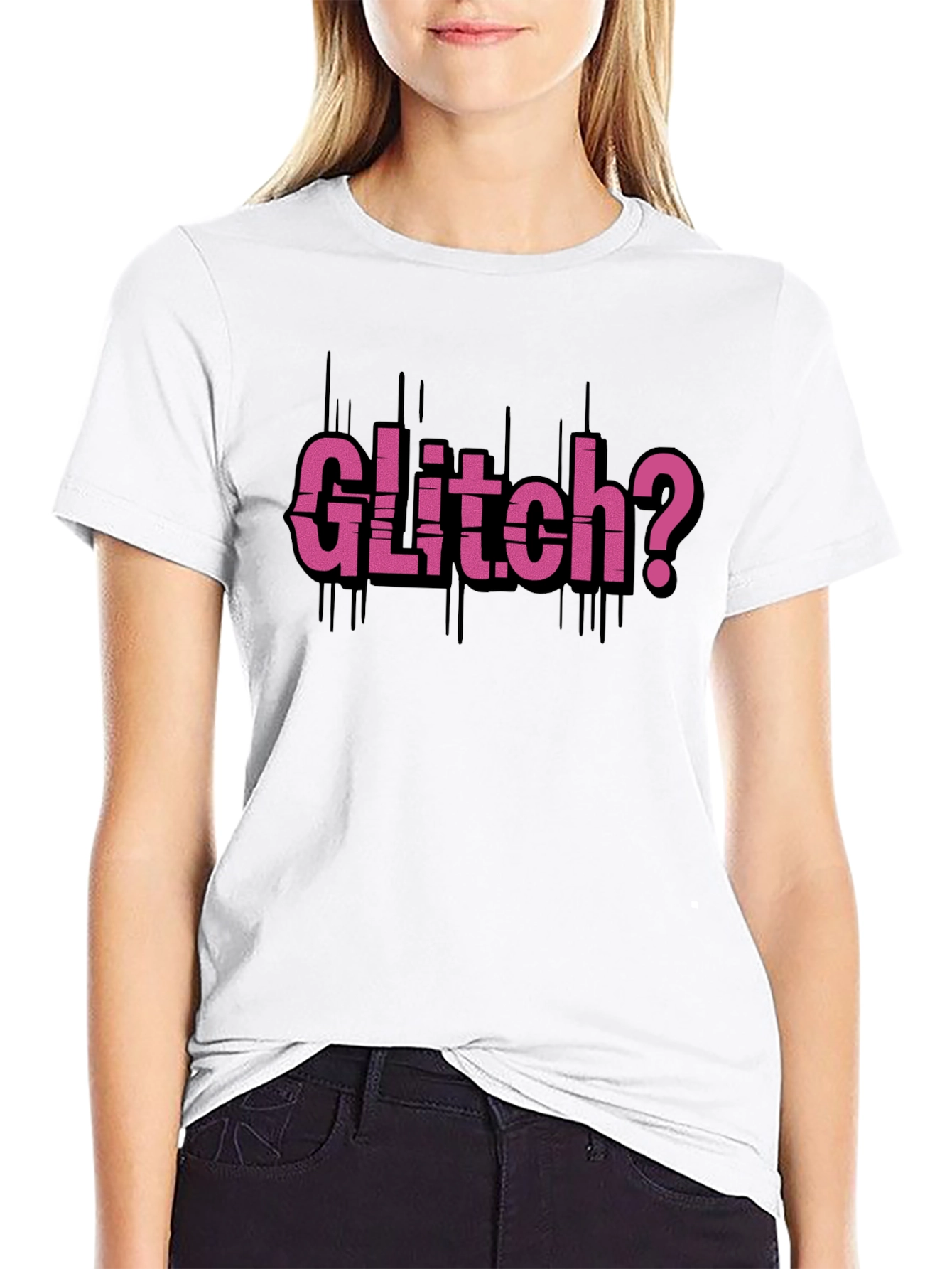 Glitch? Graphic Tee - Trendy Black T-Shirt