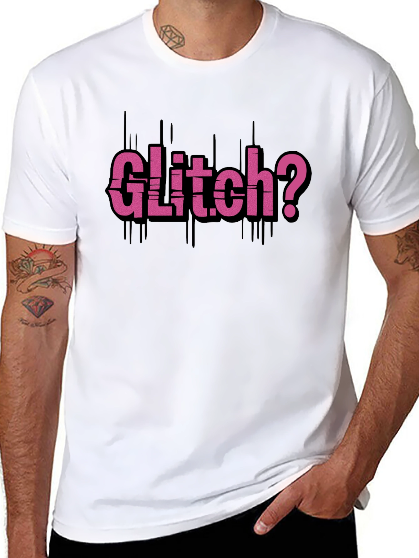 Glitch? Graphic Tee - Trendy Black T-Shirt