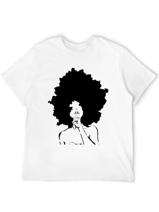 Afro Silhouette Graphic Tee - Black Cotton T-Shirt