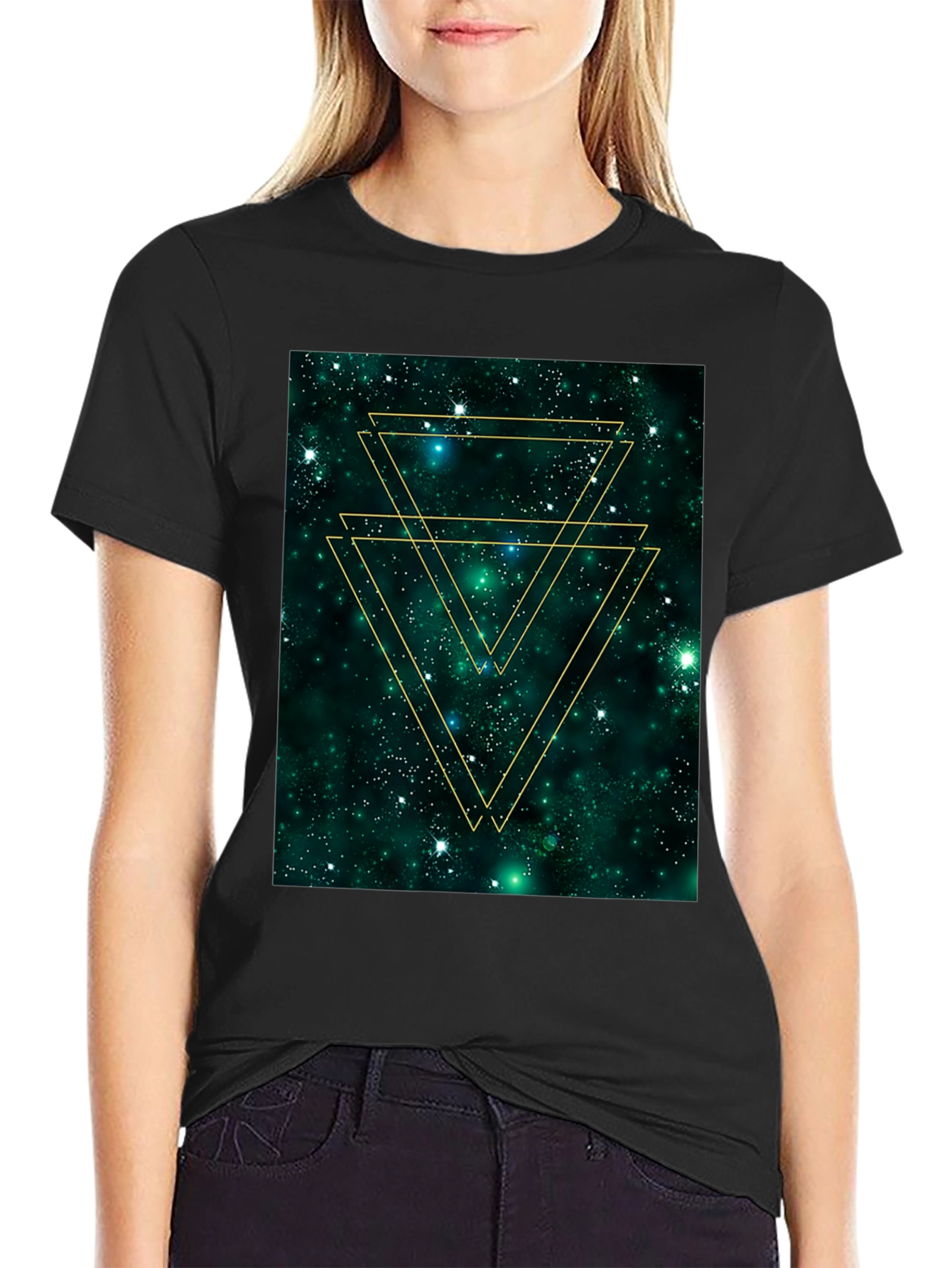 Geometric Galaxy Tee - Trendy Graphic Print Shirt