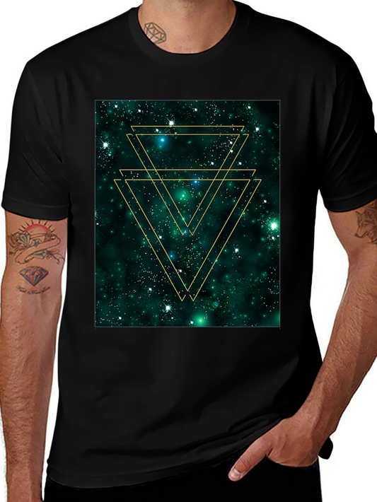 Geometric Galaxy Tee - Trendy Graphic Print Shirt