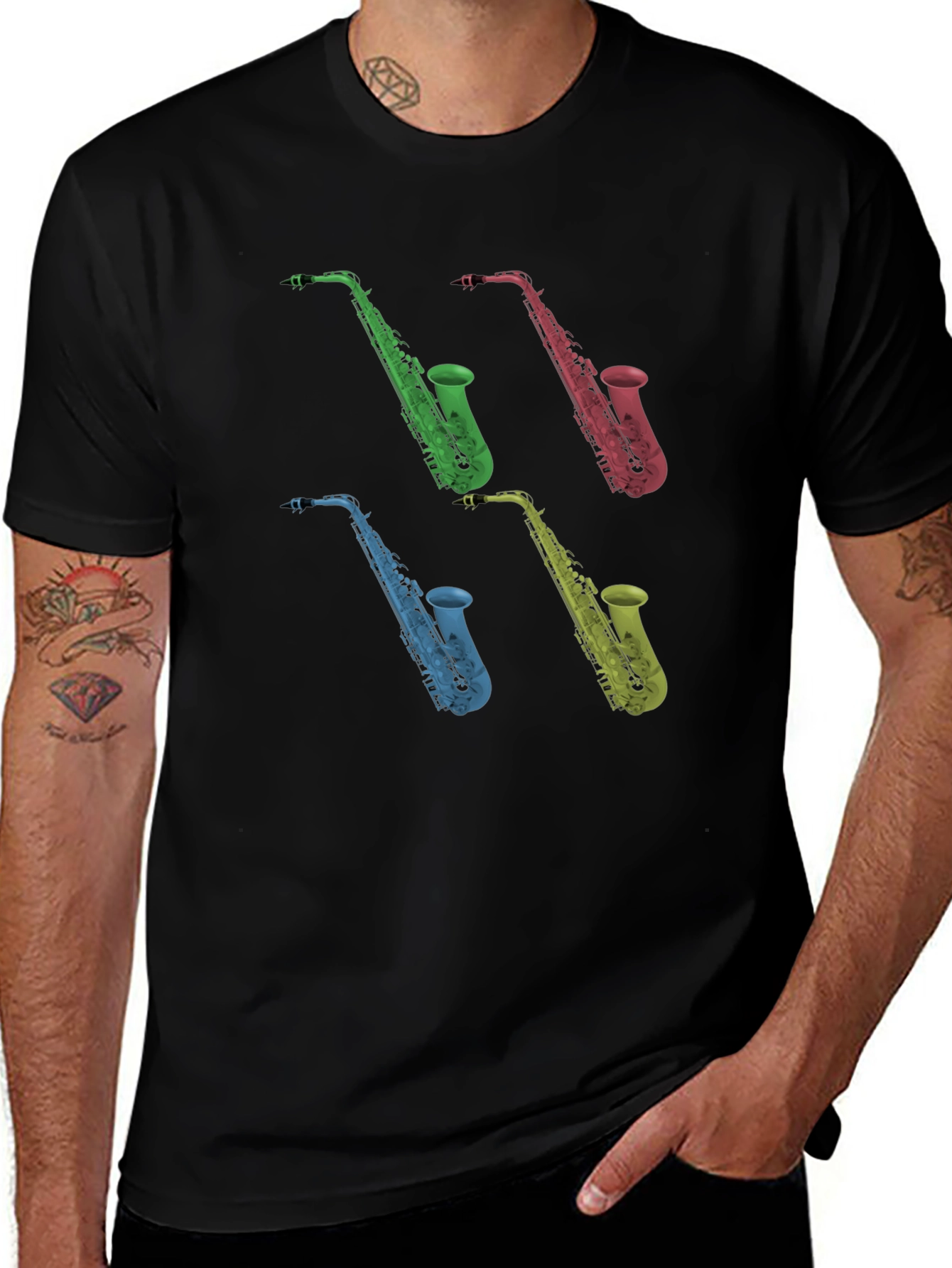 Saxophone Graphic Black T-Shirt