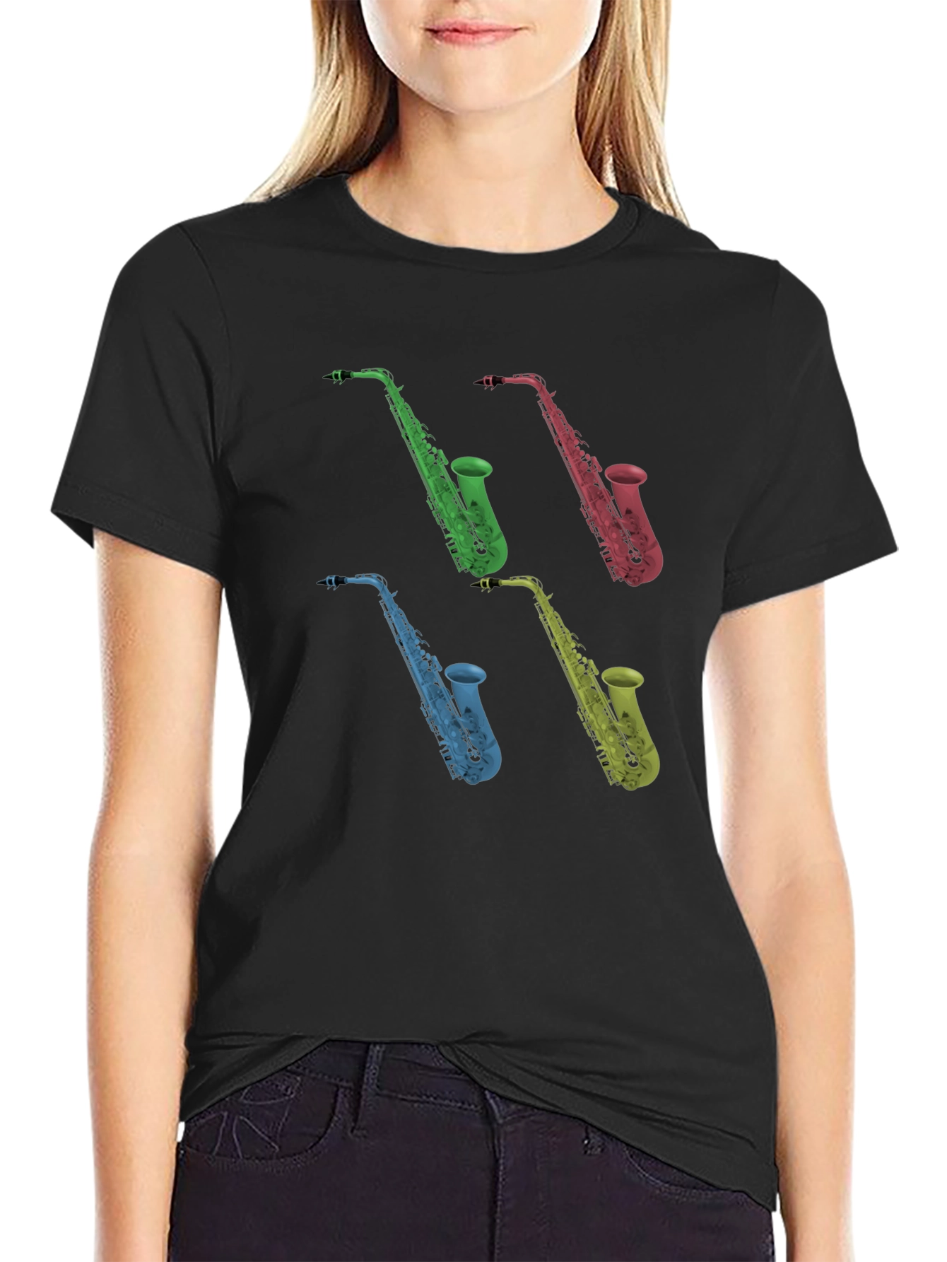 Saxophone Graphic Black T-Shirt